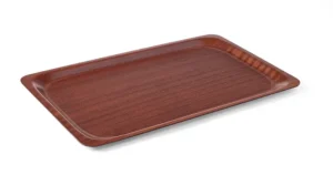 AmerBox rektangulært laminert serveringsbrett – 370 × 530 mm, mahogni