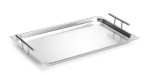 Hendi serveringsbrett med håndtak i rustfritt stål – 530 × 325 mm